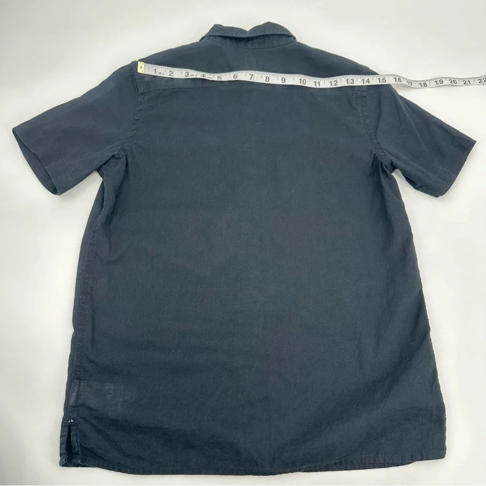 Old Navy Shirt Boys 12 XL Black Linen Blend Short Sleeves Button Front Casual